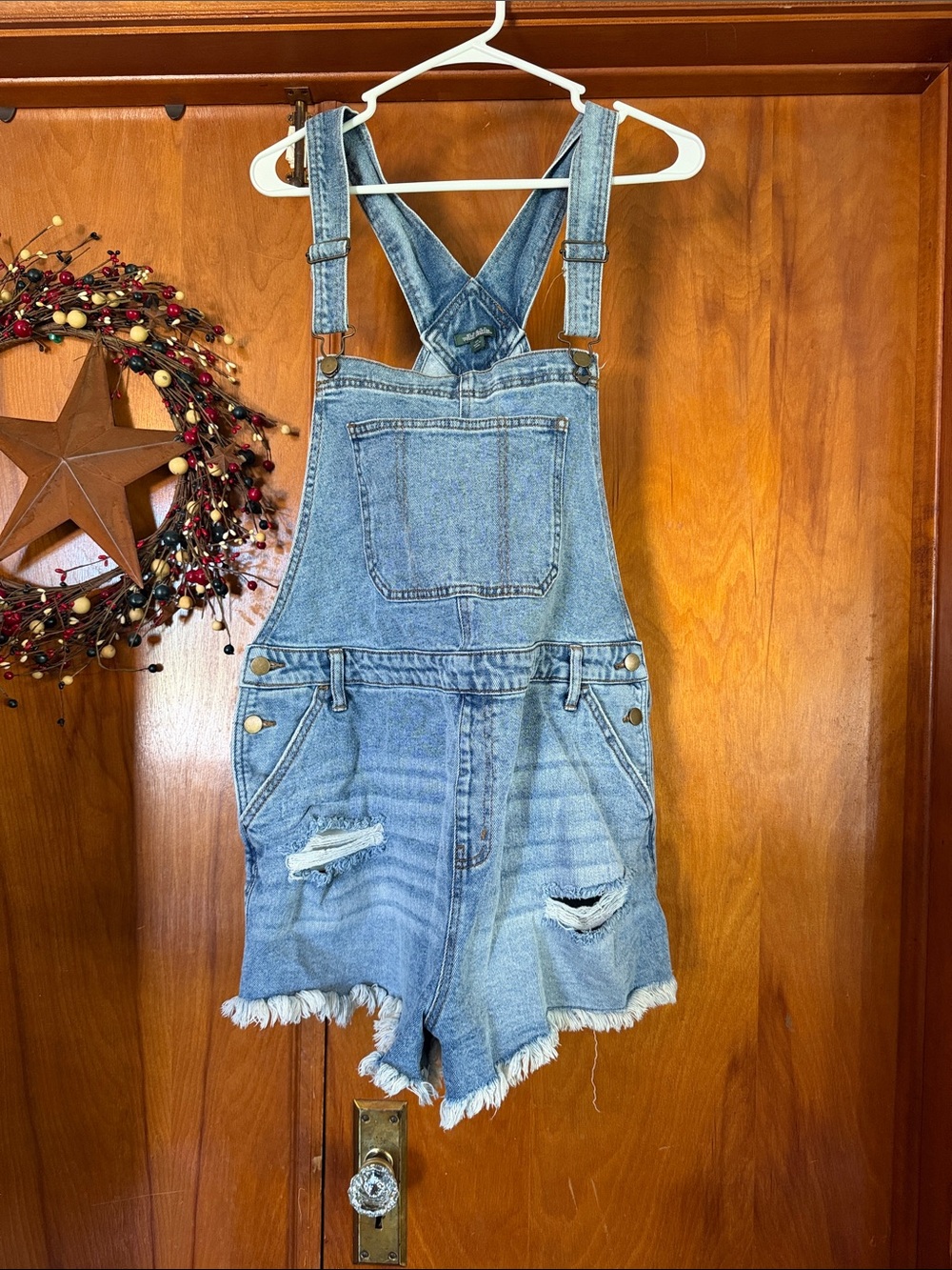 Women’s ' Light Blue Denim Short Overalls
